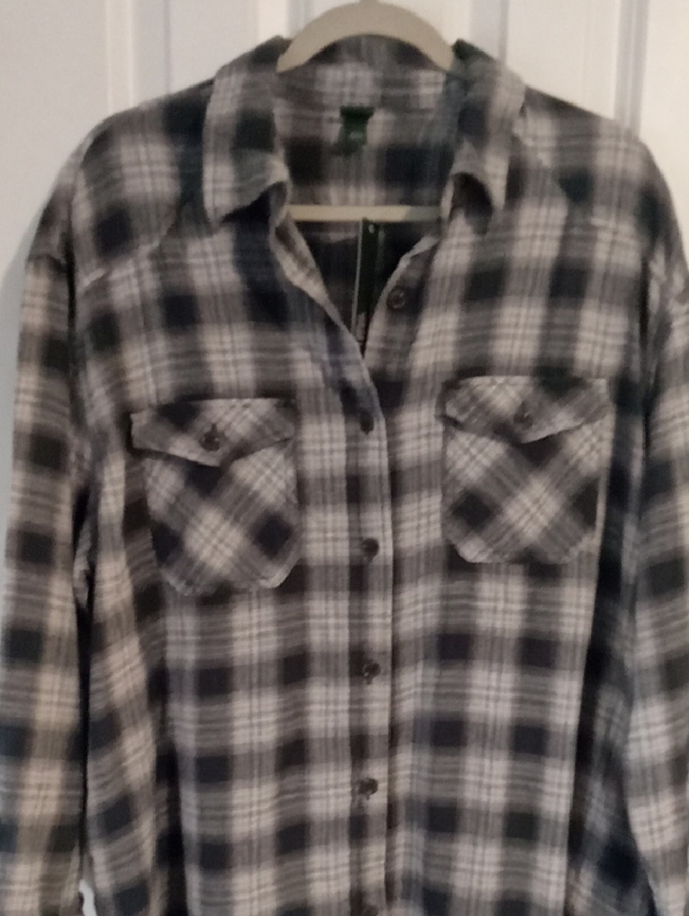 wild fable Black Grey and White Plaid Button-Up